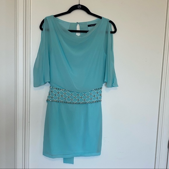 Ark & Co Dresses & Skirts - Blue Ark & Co. Dress with White and Gold Beading